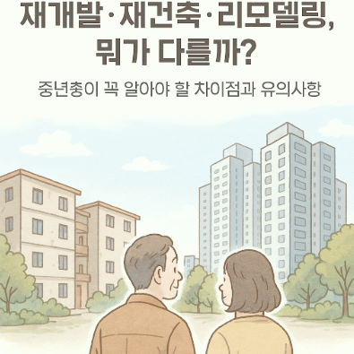 재개밸재건축리모델링 후 바뀐 아파트를 바라보는 부부