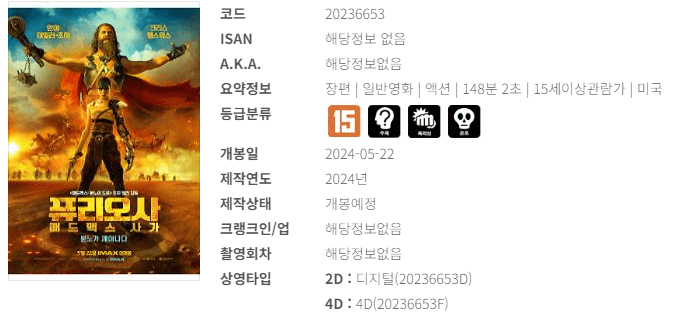 영화 예매순위 5월