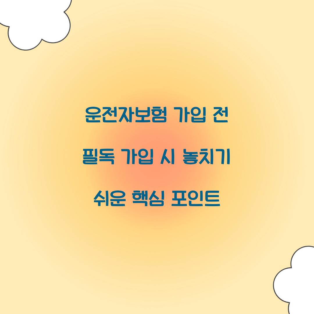 운전자보험 가입 전 필독