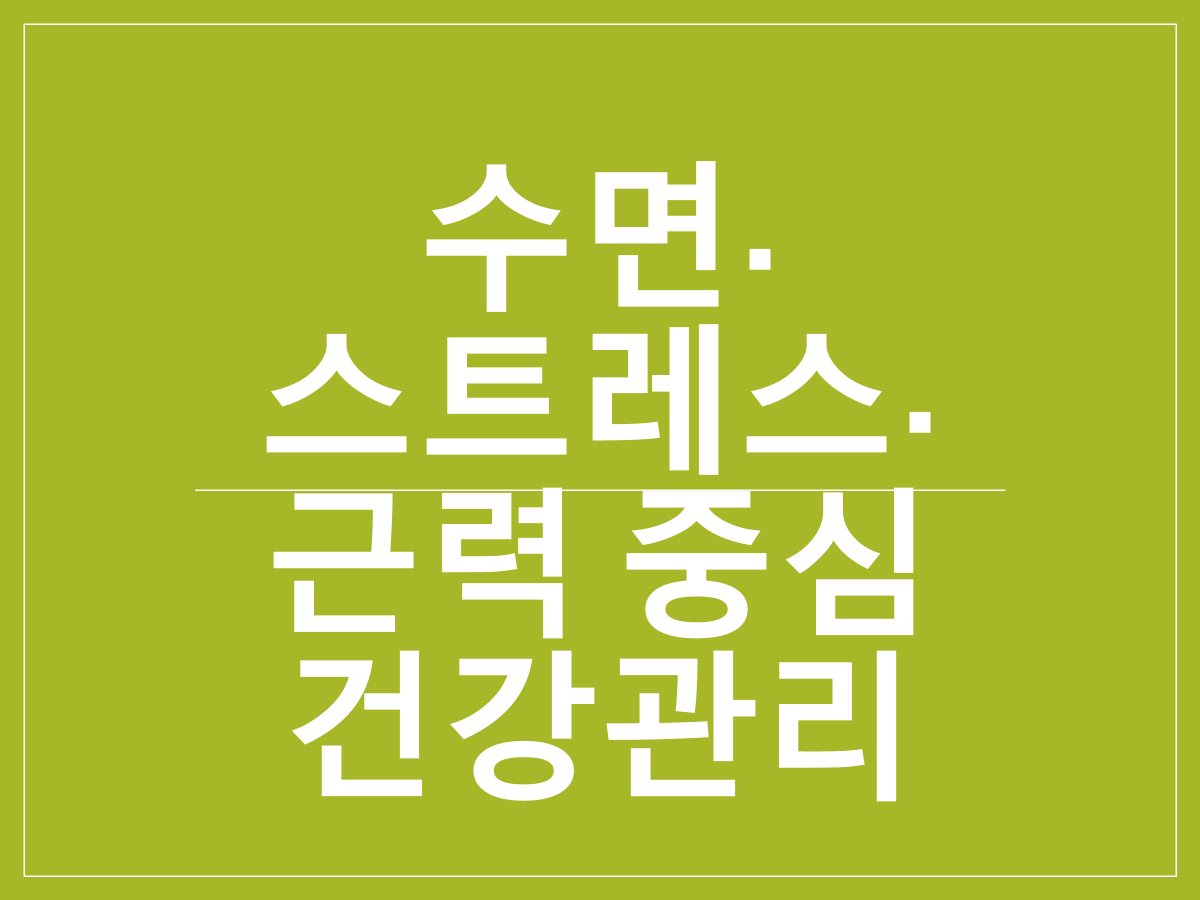 남성 건강관리 3대 전략|수면·스트레스·근력 중심 한국형 웰니스 가이드