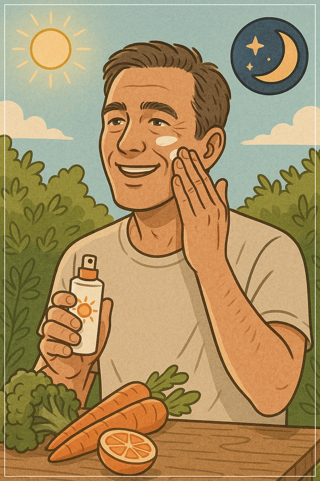 비타민C와E를 피부에 먹이는 모습