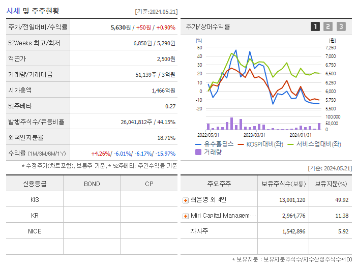유수홀딩스_기업개요