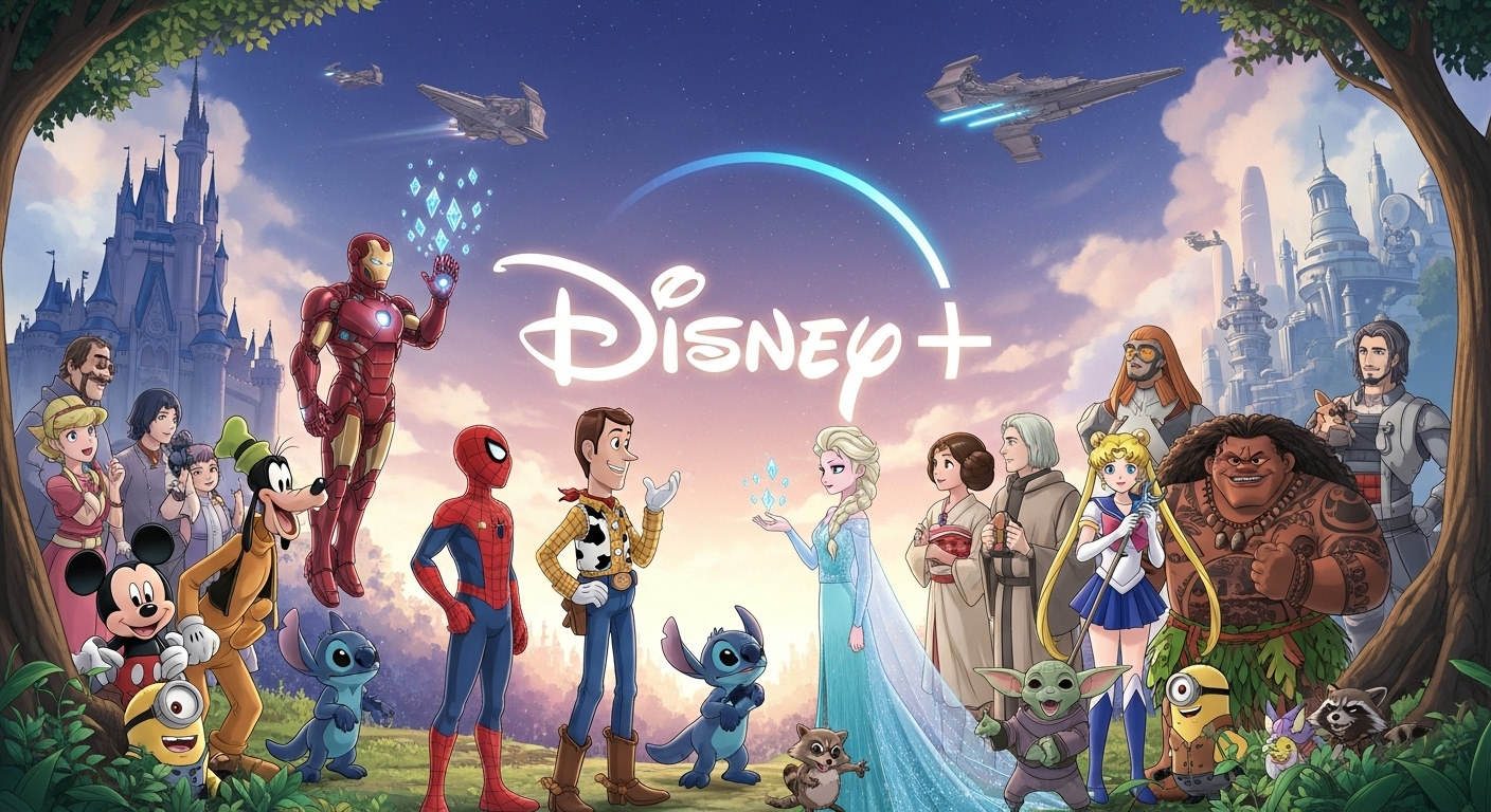 디즈니+, 픽사, 마블, 스타워즈 캐릭터들이 어우러진 다채로운 애니메이션 세계