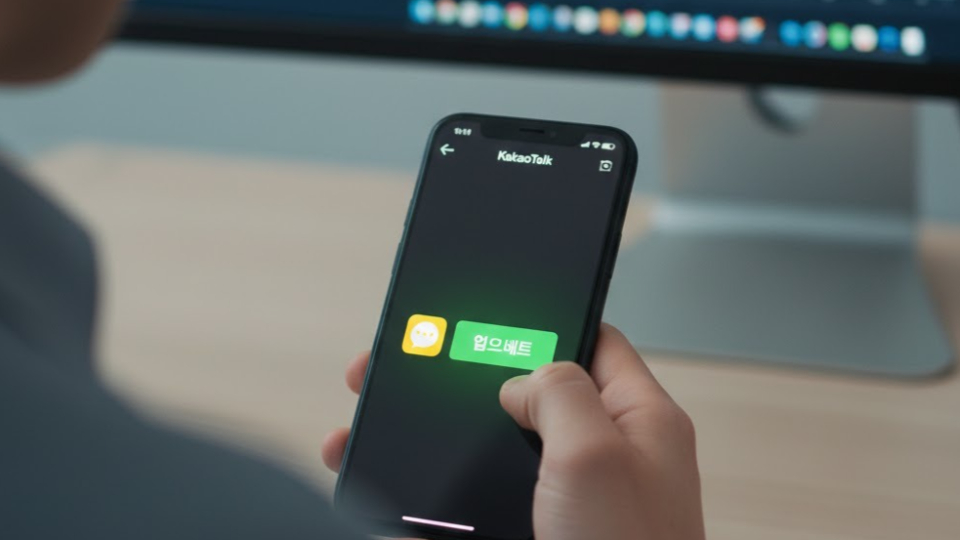 앱 스토어에서 카카오톡 앱을 최신 버전으로 업데이트하는 모습.