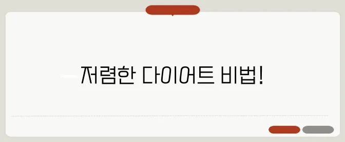 효과적인 다이어트 방법, 가성비까지 고려했어요!