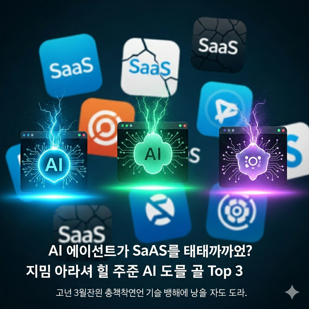 AI 에이전트가 SaaS를 대체한다? 최근 3일간 벌어진 충격적인 기술 전환과 함께 지금 꼭 알아야 할 AI 필수 도구 TOP 3를 공개합니다.