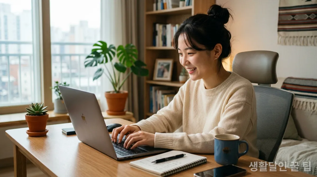 초보자도 쉽게 시작할 수 있는 온라인 부업 아이템을 보여주는 노트북 작업 화면