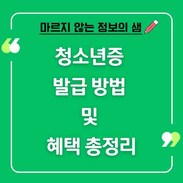 청소년증 발급 방법 및 혜택 총정리