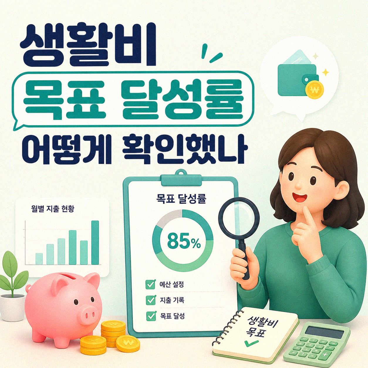 생활비 줄이기 달성률 그래프 만들기 해봤어요