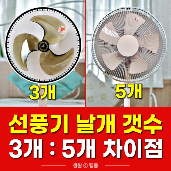선풍기 날개 3개짜리와 5개짜리 차이점,팁줌