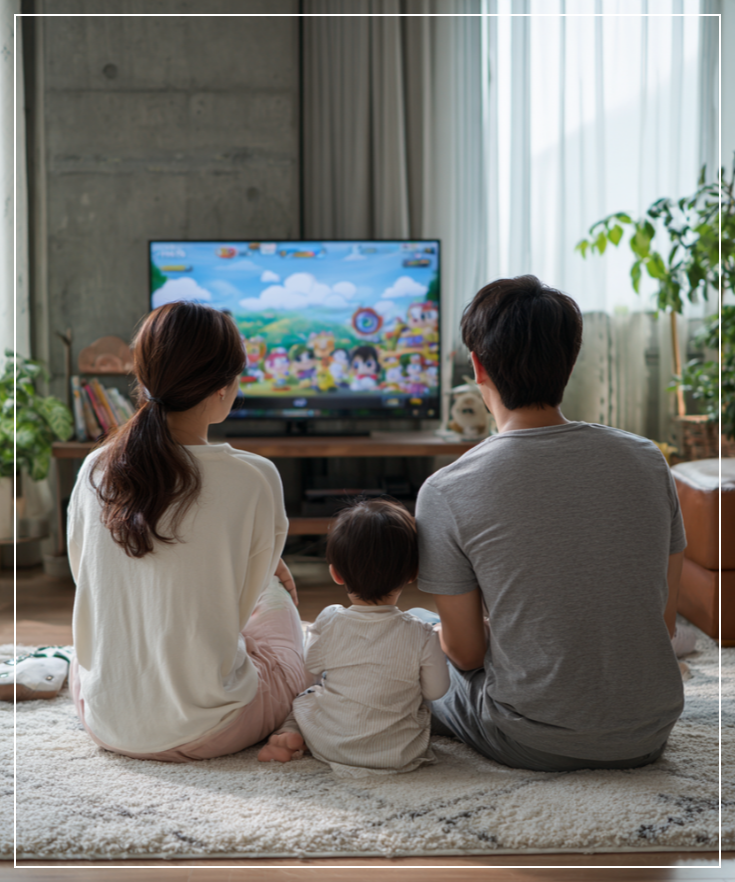 가족과 함께 '짧은 영어 애니메이션' 시청: