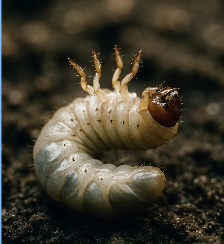 등으로 기어가는 진짜 굼벵이