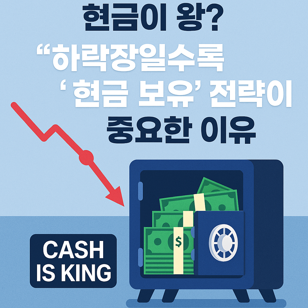 하락장 속 '현금 보유 전략'의 중요성을 강조하는 썸네일