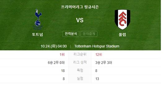 토트넘 풀럼 중계입니다