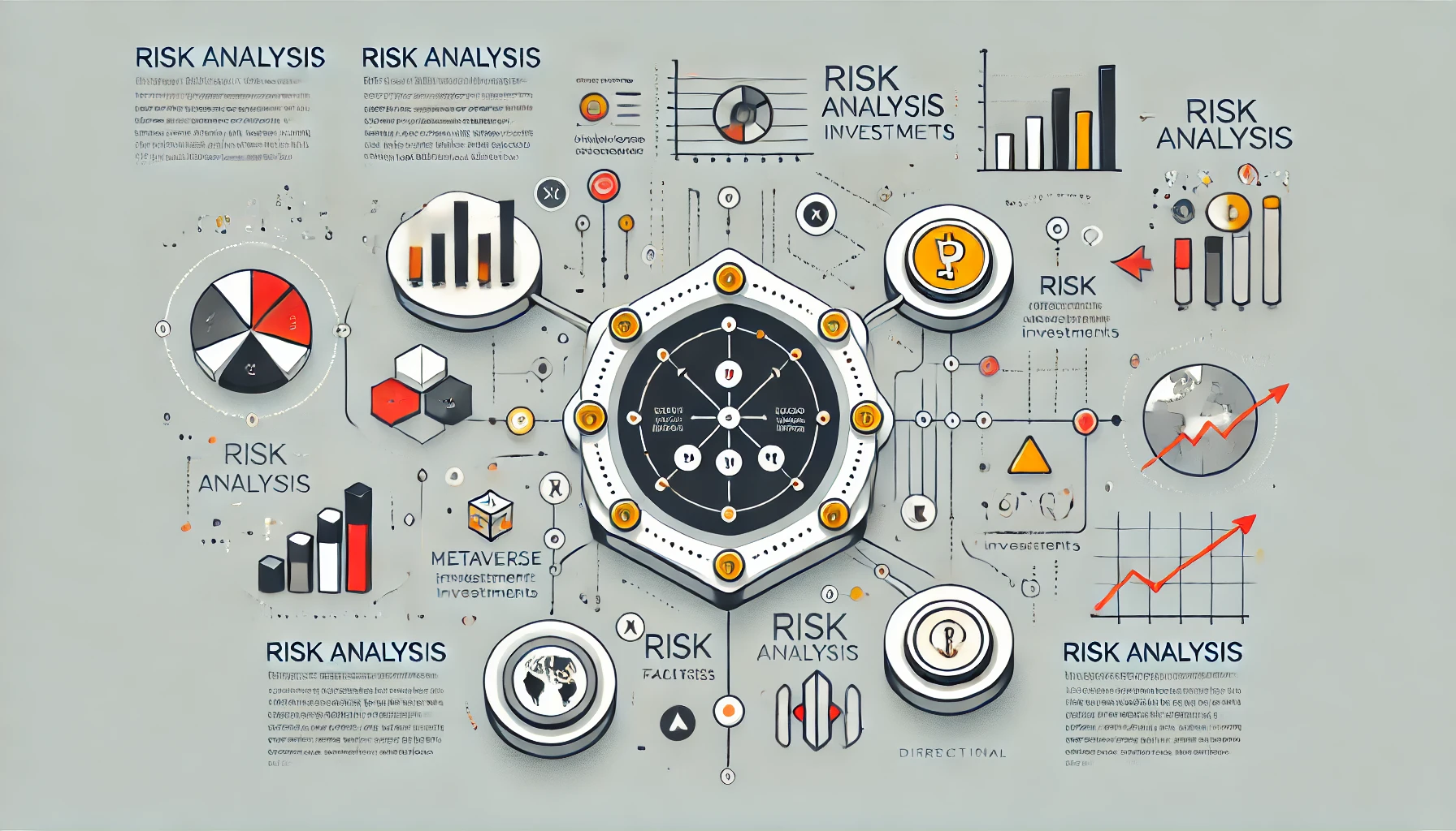 메타버스 부동산 투자의 주요 리스크 요인과 대응 전략을 시각화한 이미지