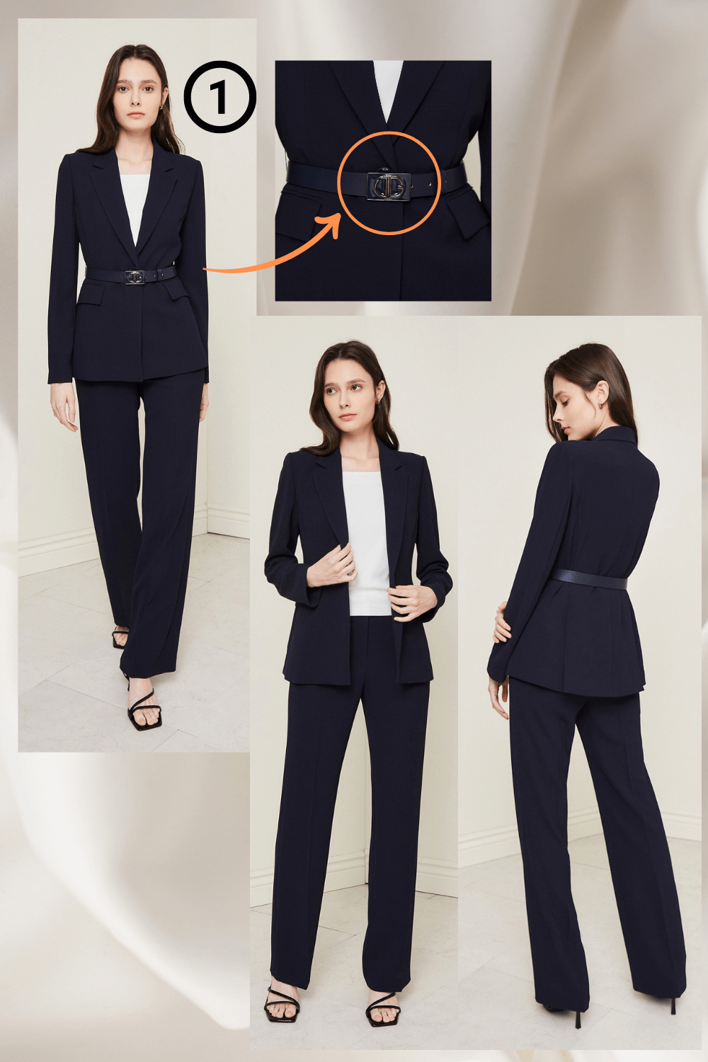 벨티드 더블 슬릿 재킷 (DARK/NAVY) 착용샷