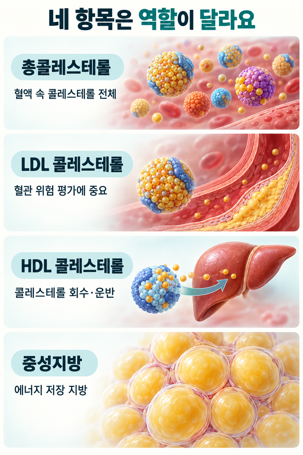 네 지질 항목을 전체·운반·회수·저장 개념으로 나눈 그림