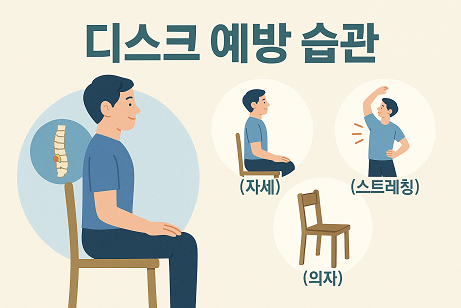 디스크 예방 습관 (자세, 스트레칭, 의자)