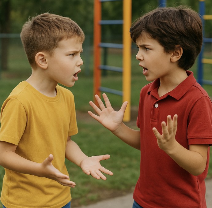 다툼이 일어난 아이들 사진