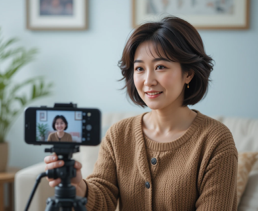 50대가 선호는 자기계발 중 유튜브 촬영하는 사진