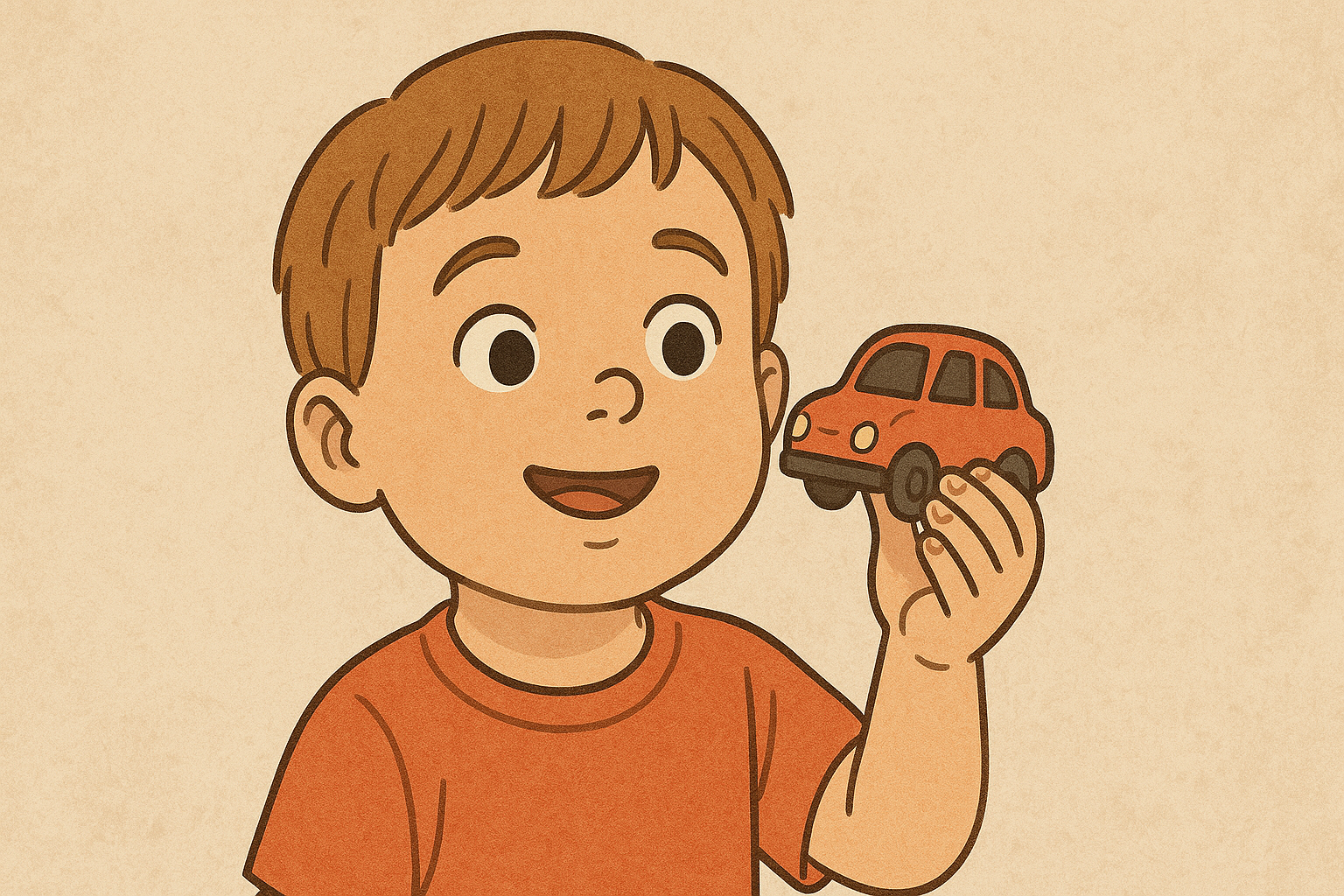 작은 장난감을 손에 든 아이