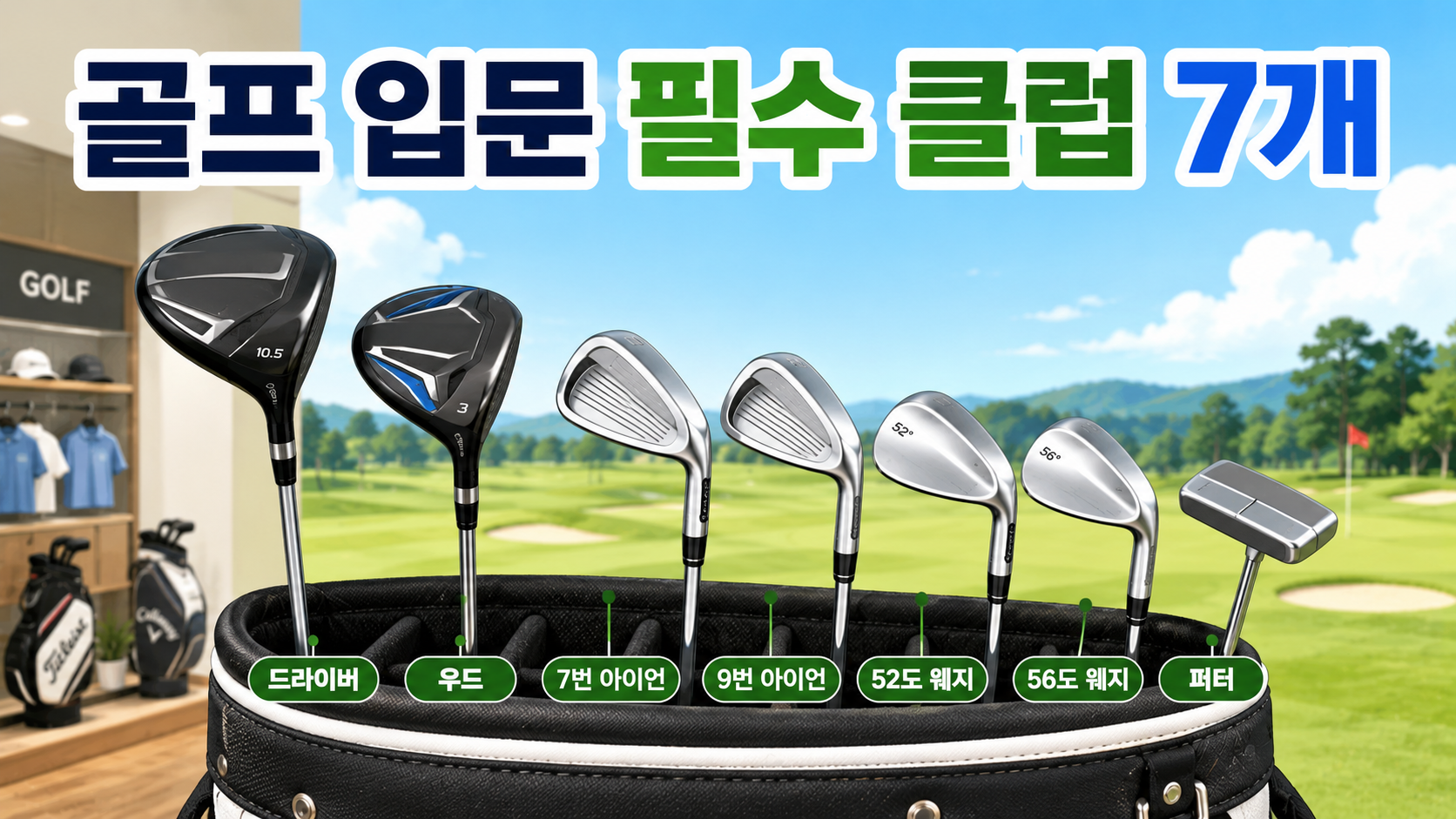 골프 처음 시작할 때 14개 풀세트부터 사는 거 비추입니다. 입문자가 진짜 필요한 클럽은 단 7개. 드라이버부터 퍼터까지 꼭 사야 할 골프 클럽과 선택 기준을 골프장 운영자가 쉽게 정리했습니다.
