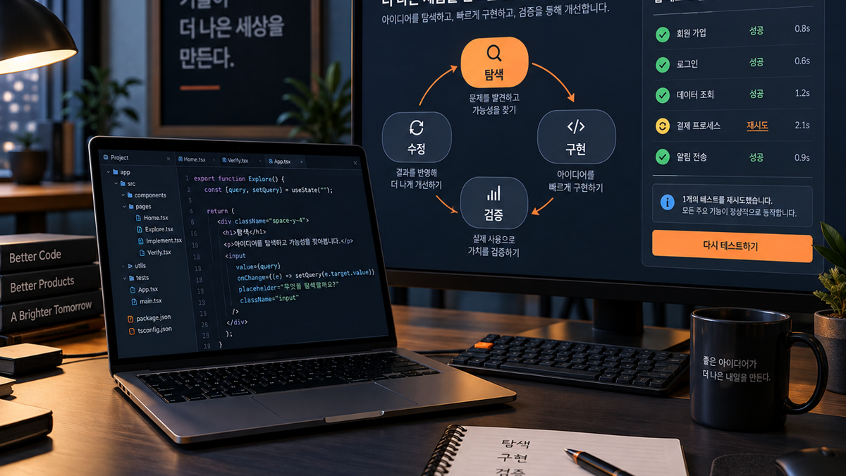 탐색 구현 검증 수정을 반복하는 AI 앱 재현 작업 흐름