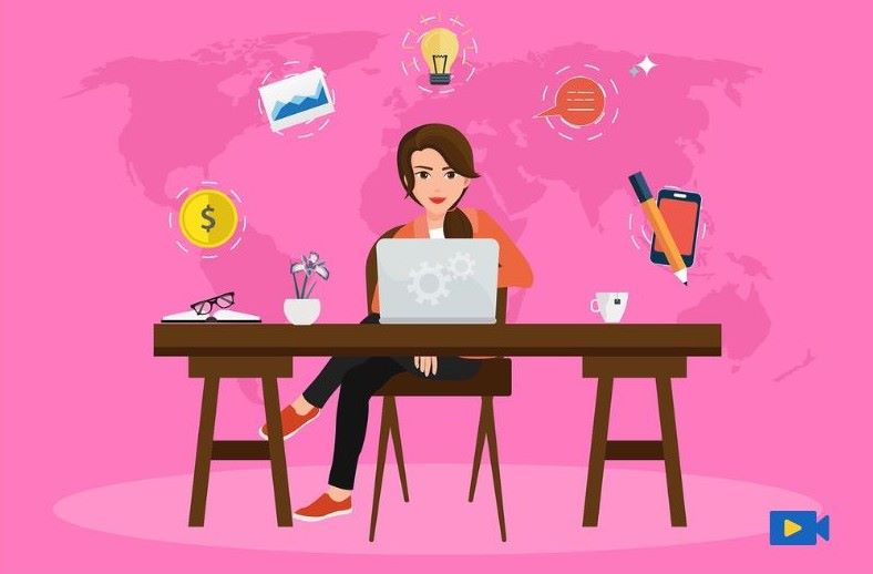 유튜브 크리에이터가 책상에서 노트북으로 콘텐츠를 제작하며 아이디어를 구상하는 모습 via Canva