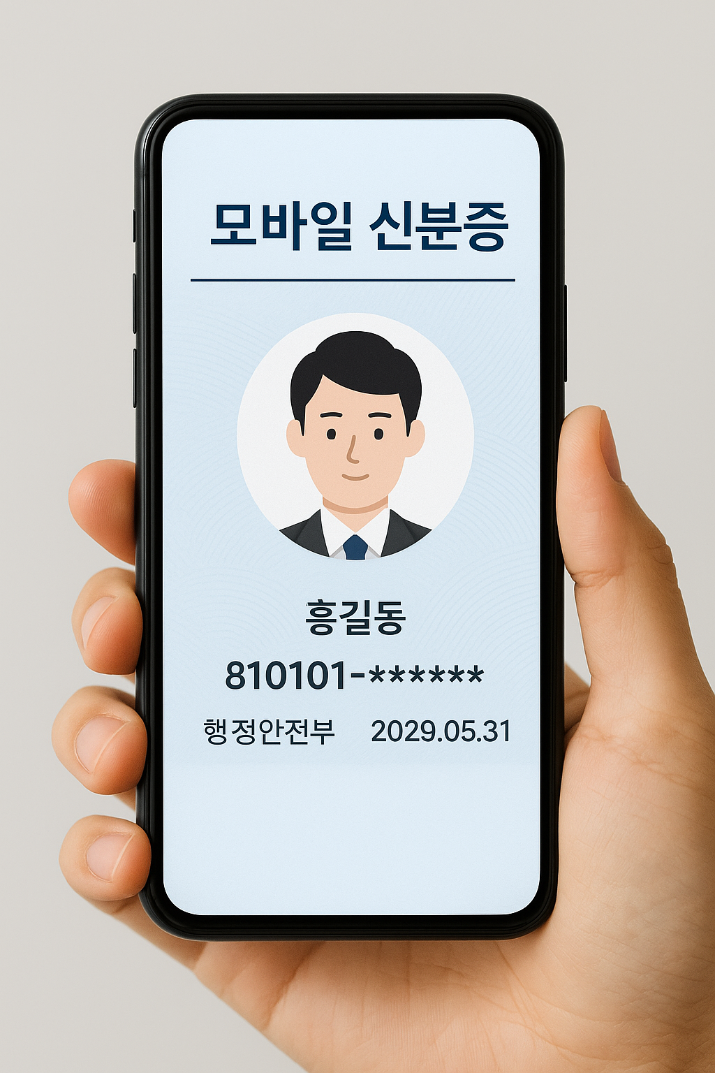 스마트폰에 담긴 모바일 신분증의 이미지