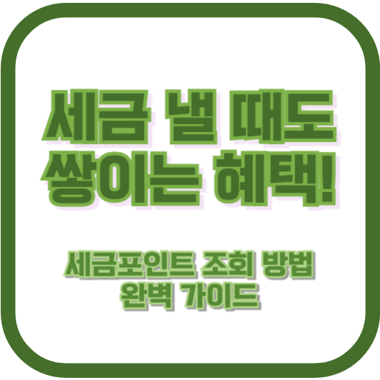 세금 낼 때도 쌓이는 혜택! 세금포인트 조회 방법 완벽 가이드