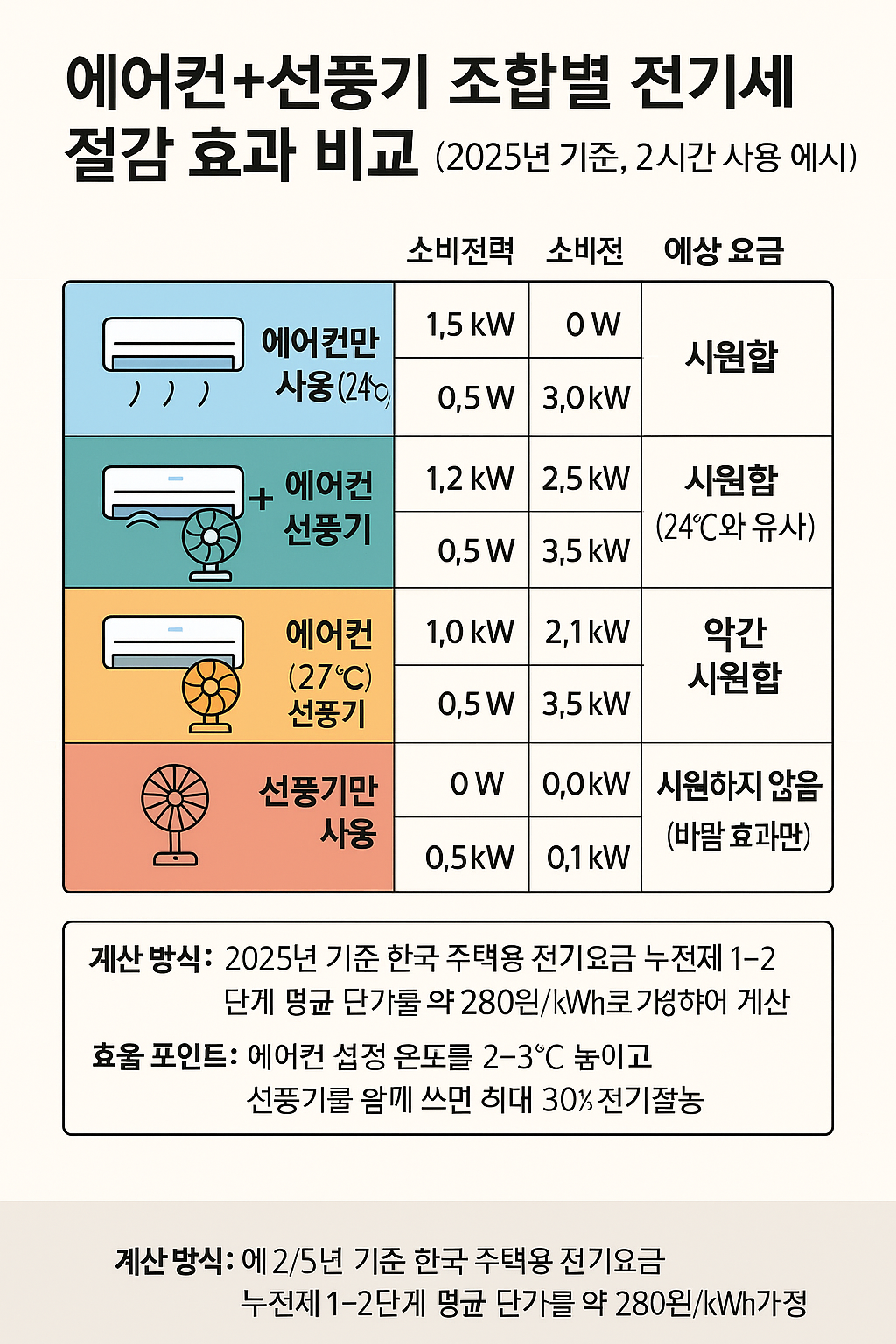 에어컨 선풍기 조합-전기세 절감