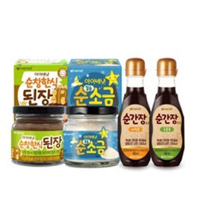 아이배냇 양념세트 순간장국물용+순간장비빔용+된장+소금&#44; 순간장(국물용+비빔용)+된장+소금
