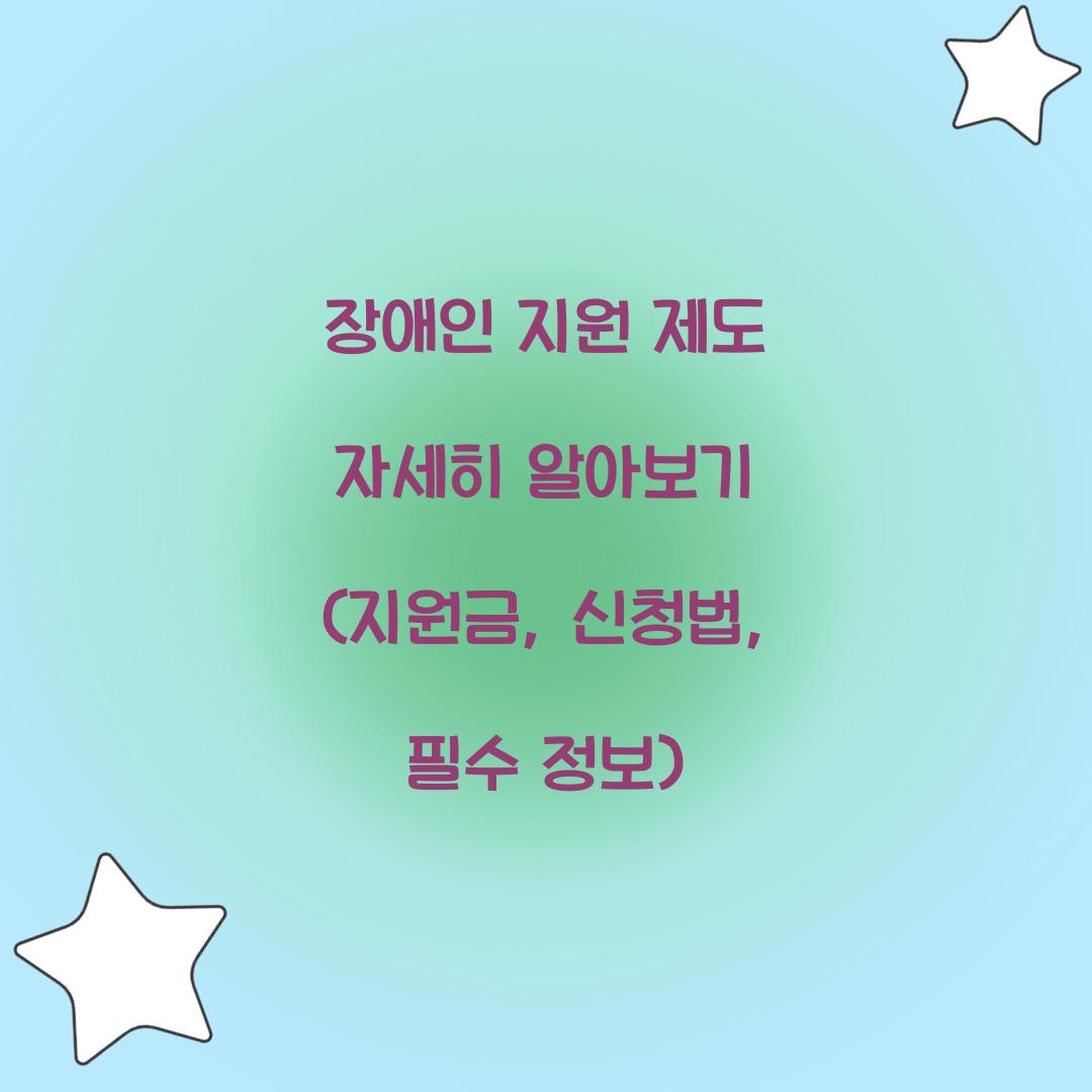 장애인 지원 제도