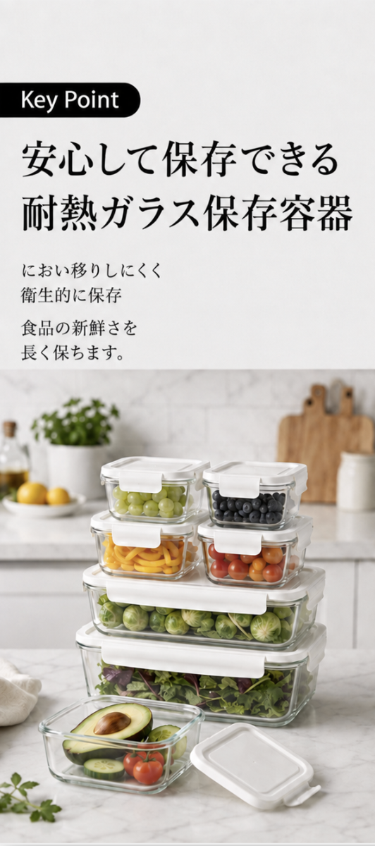 ドラップアートで作成したキッチン用品の商品詳細ページの例