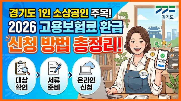 경기도 1인 소상공인 주목! 2026년 고용보험료 환급 신청 방법 총정리