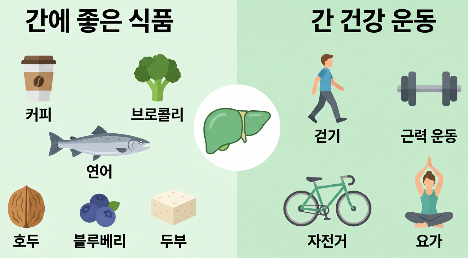 간 건강에 좋은 식품과 운동 방법