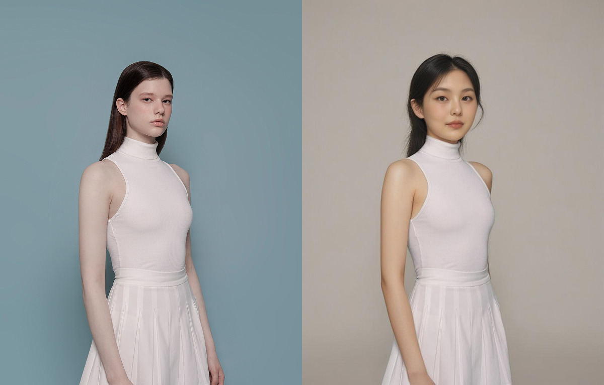 (Left) Original, (Right) AI model created with Draph Art