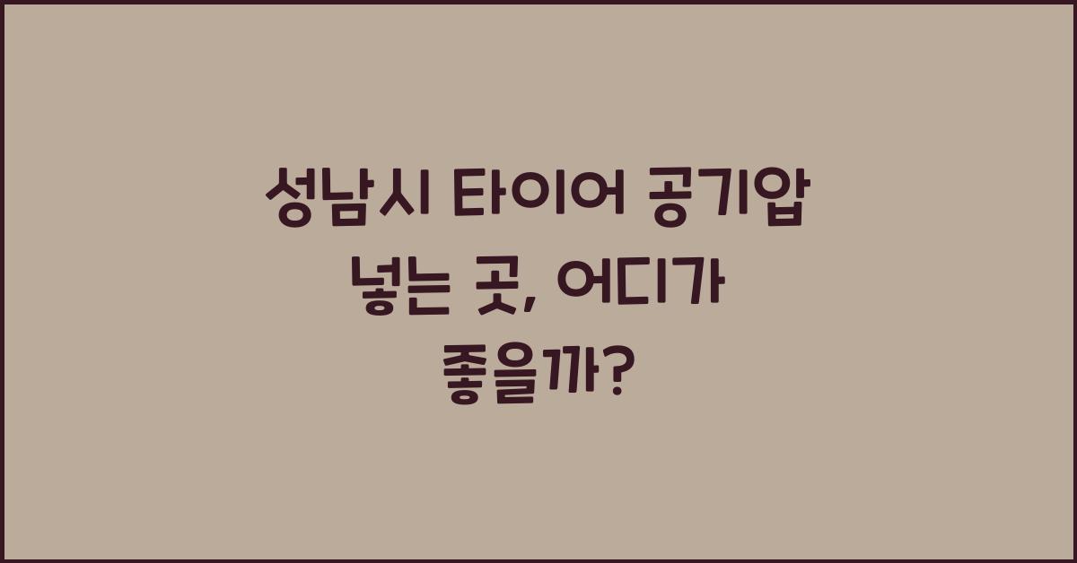 성남시 타이어 공기압 넣는 곳