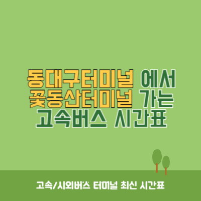 동대구터미널에서 꽃동산터미널 가는 고속버스 시간표 최신정보