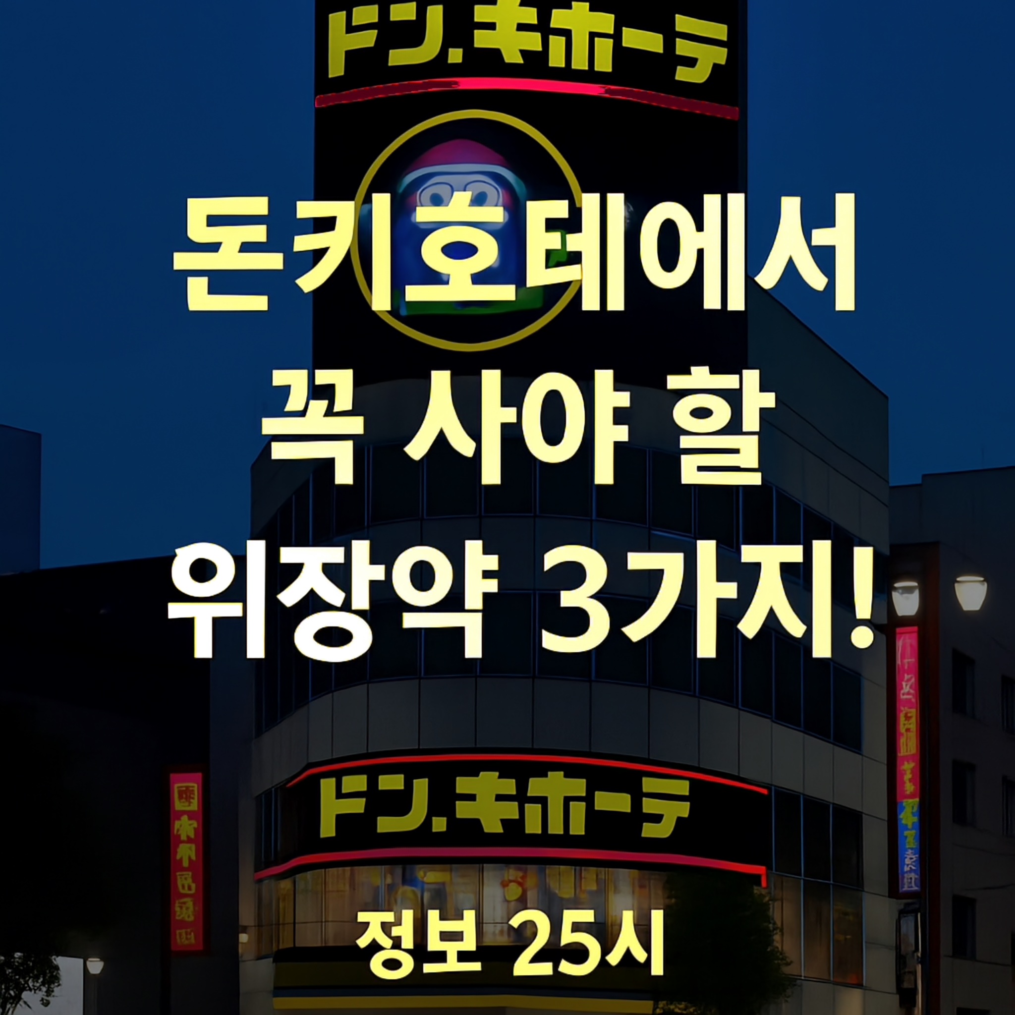 노란색 간판과 '돈키호테' 글자가 돋보이는 일본의 유명 할인 매장