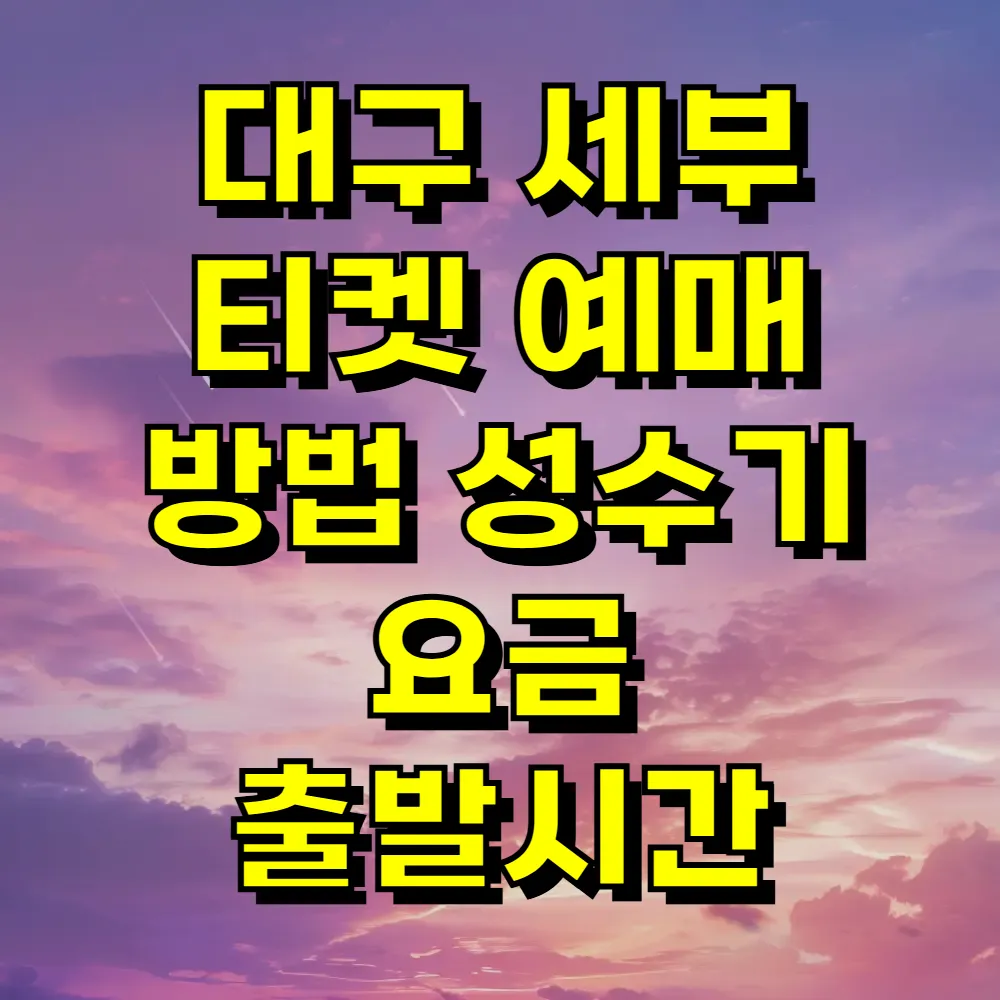 대구 세부 티켓 예매 방법 성수기 요금 출발시간