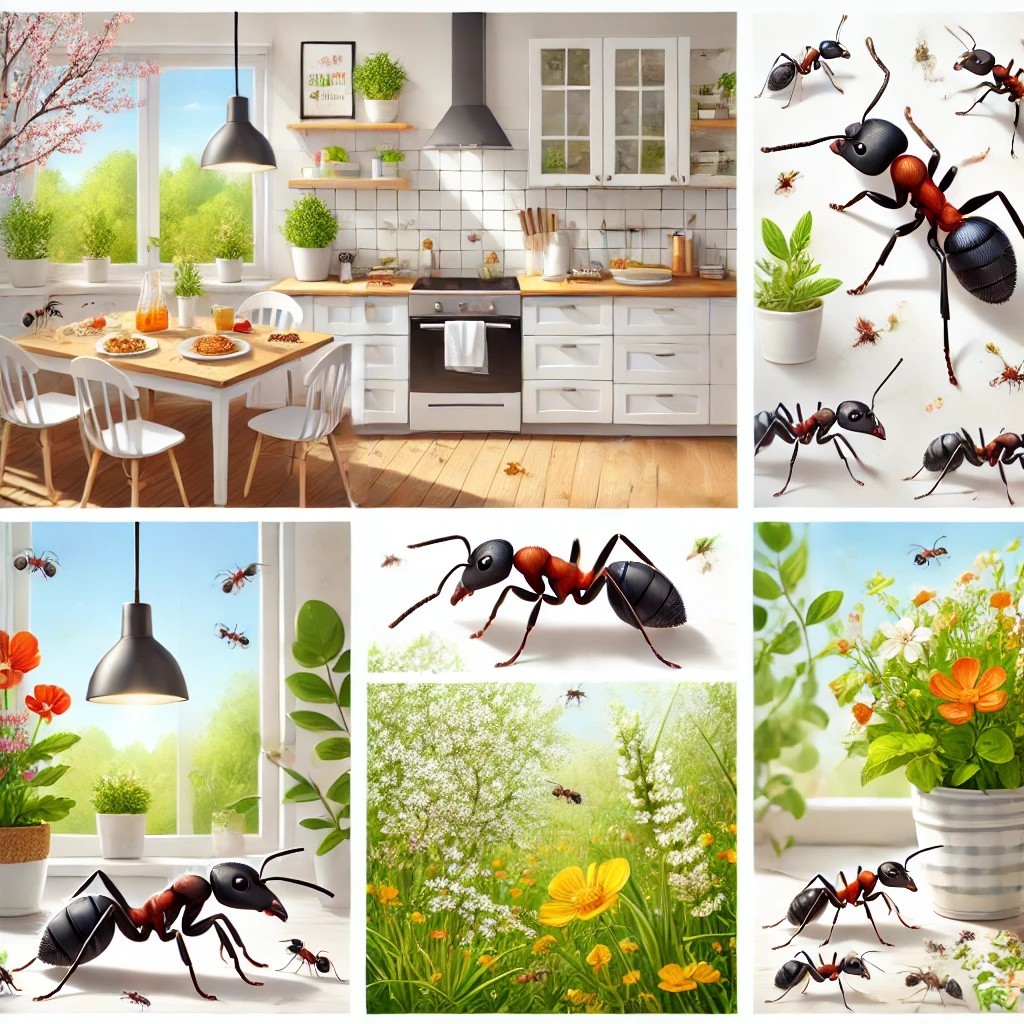 봄이되어 개미가 활동하는 사진