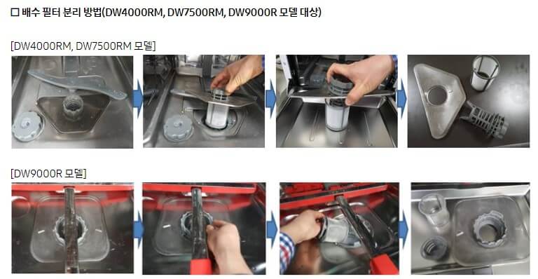 삼성 식기세척기 필터 분리방법