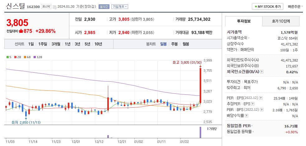 신스틸 일봉차트