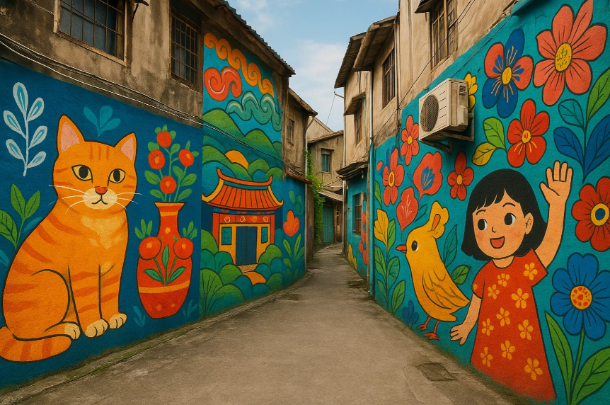 ํ์ด๋ ์ ํฅ๊ฐ ๊ณจ๋ชฉ์ ์ปฌ๋ฌํํ ๋ฒฝํ ์์ ๊ด๋ จ ์ด๋ฏธ์ง