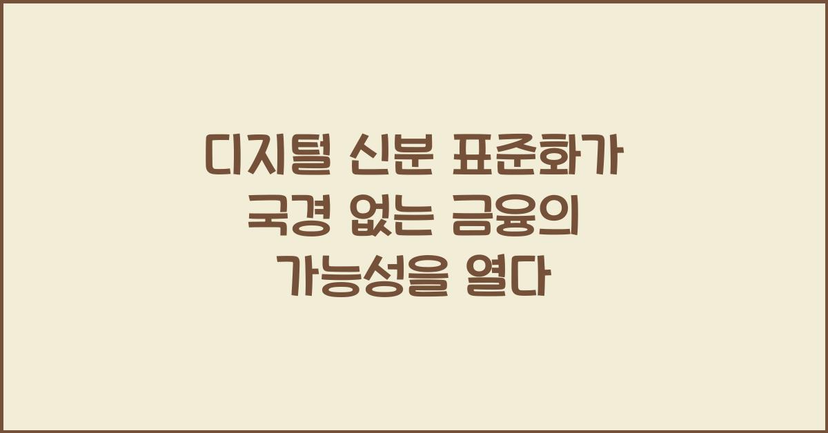 디지털 신분 표준화가 국경 없는 금융의 가능성을 열다
