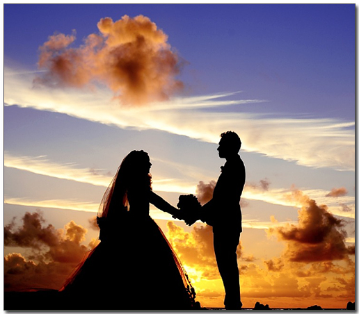 노을지는 저녁 웨딩사진