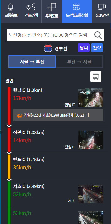 경부고속도로 실시간 교통상황