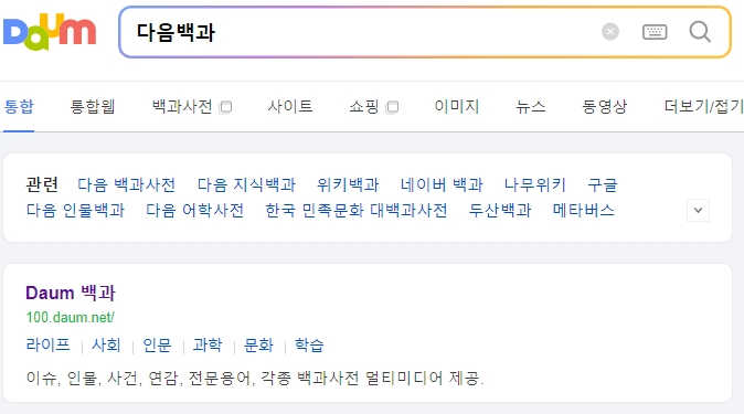백과사전에서 새옹지마의 의미를 검색하는 화면