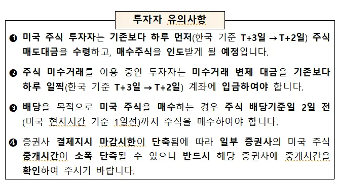 미국주식_결제일단축_유의사항